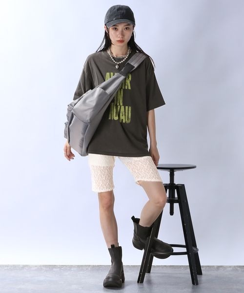 「JEANASIS」 半袖Tシャツ FREE チャコールグレー レディース_画像7