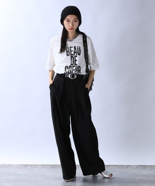 「JEANASIS」 半袖Tシャツ FREE チャコールグレー レディース_画像9