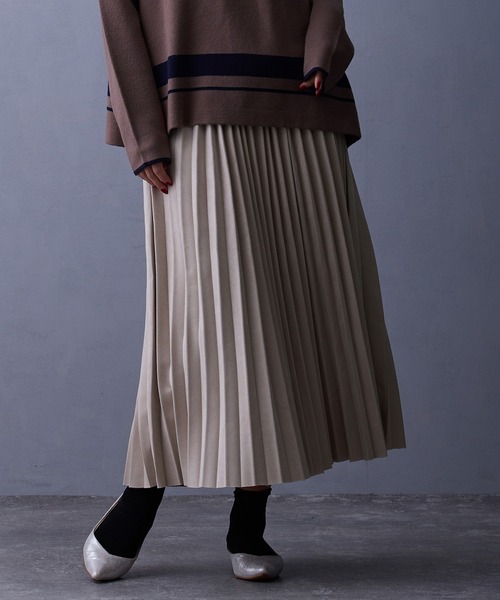 NICOLE white スカート スエード調プリーツスカート : ZOZOTOWN Yahoo