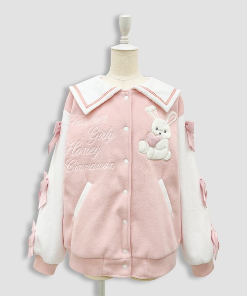 Honey Cinnamon（ハニーシナモン） スタジャン 袖リボンハニーちゃん