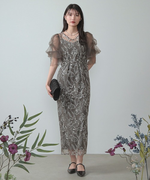 「Kana」 「lerure」半袖ワンピース M チャコールグレー レディース_画像6