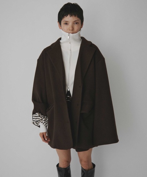 STONE  ハイネックニットジップアップジャケット ブラック M VION ニット セーター ジップアップハイネックニット / Zip Up