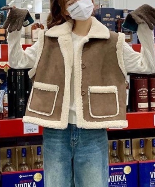 ※最終値下※ 70s〜80s GOOD YEARヴィンテージ ムートンボアベスト ベスト ジレ ムートンボアベスト レディース : ZOZOTOWN Yahoo!店