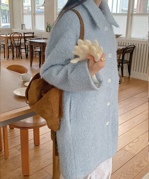 くるみ☆モヘア ボンネット＆モヘアコート＆ゴダール本＆ルルロジェッタコート frunco ステンカラーコート コート モヘアコート レディース