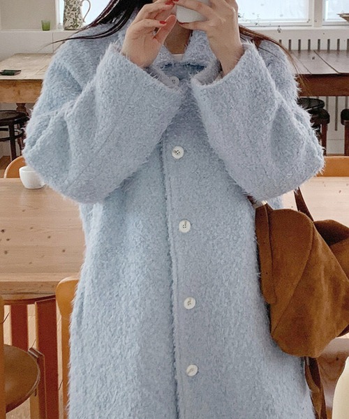 frunco ステンカラーコート コート モヘアコート レディース