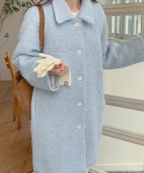 frunco ステンカラーコート コート モヘアコート レディース