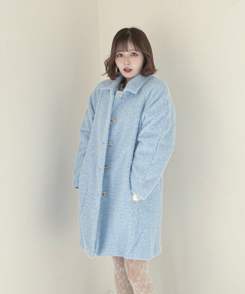 frunco ステンカラーコート コート モヘアコート レディース