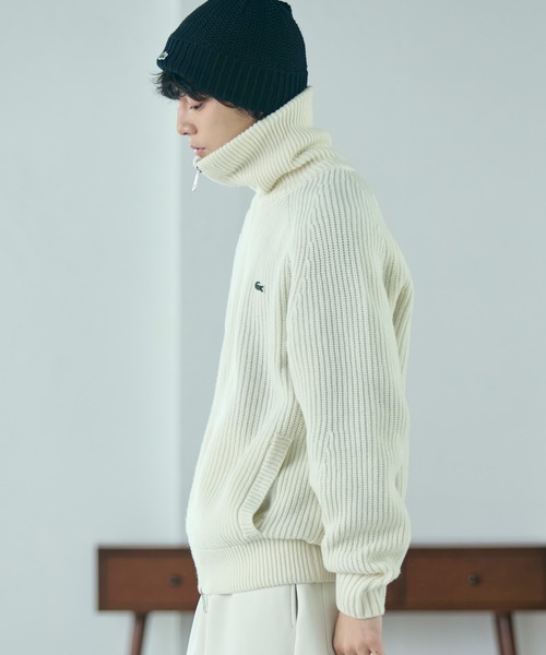 【美品】LACOSTE ラコステ オフホワイト ハイネックニット 大きいサイズ LACOSTE - 【美品】LACOSTE ラコステ オフホワイト ハイネックニット