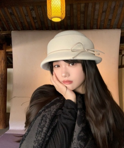 00s L.G.B. skull linen hat 女優帽　ハット y2k gossip!ロサンゼルス 帽子 ハット 「Y2Kガーリー」レトロリボン付き