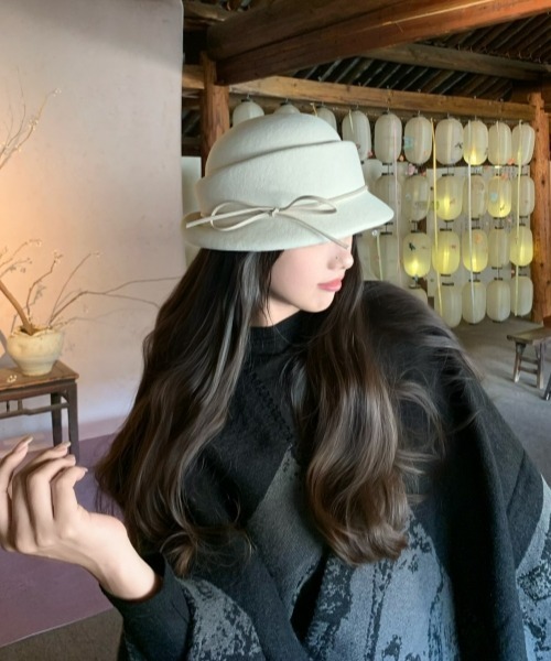 00s L.G.B. skull linen hat 女優帽　ハット y2k gossip!ロサンゼルス 帽子 ハット 「Y2Kガーリー」レトロリボン付き