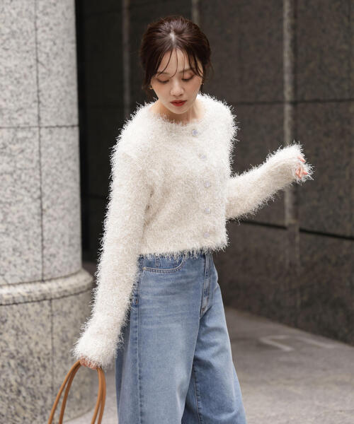 EDIT COLOGNE（エディットコロン） カーディガン 「E」きらふわ