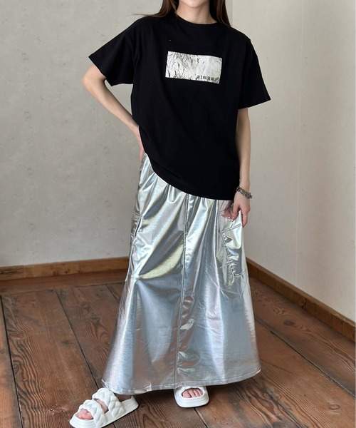 「Per sist ence」 半袖Tシャツ FREE ホワイト×シルバー レディース_画像4