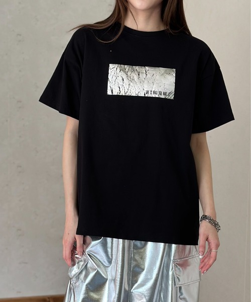 「Per sist ence」 半袖Tシャツ FREE ホワイト×シルバー レディース_画像5
