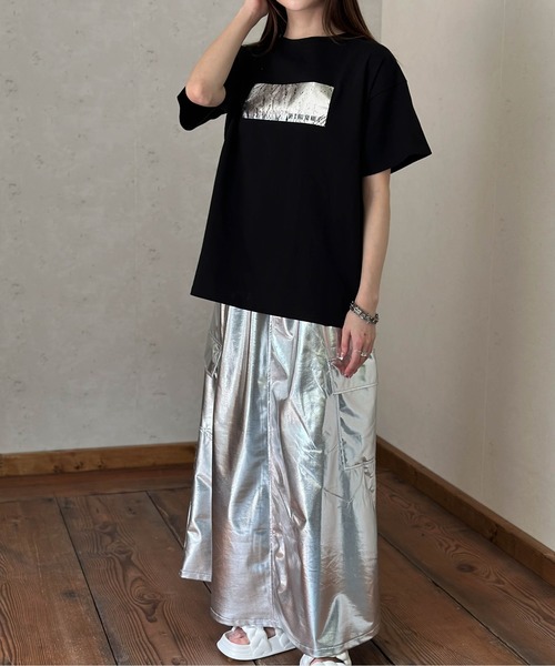 「Per sist ence」 半袖Tシャツ FREE ホワイト×シルバー レディース_画像6