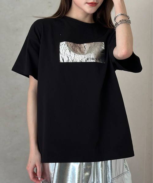 「Per sist ence」 半袖Tシャツ FREE ホワイト×シルバー レディース_画像9