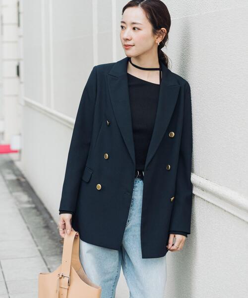 美品♪アーバンリサーチ　ウール混 ダブルブレストブレザージャケット　紺ブレ　金釦 URBAN RESEARCH（アーバンリサーチ） コート アウター ダブルブレスト