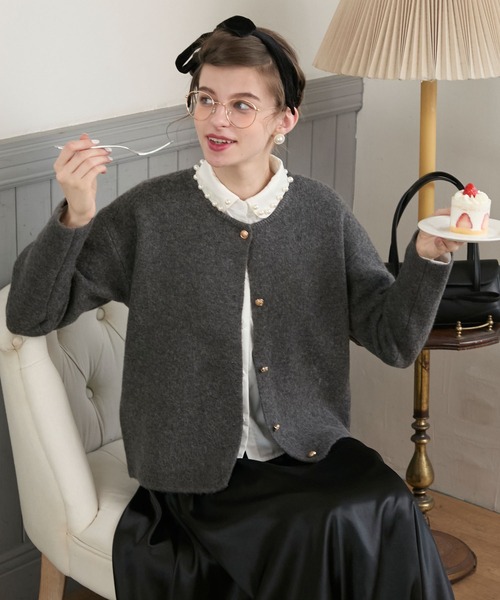 BONLECILL noir ニットカーディガン FREE ブラック レディース