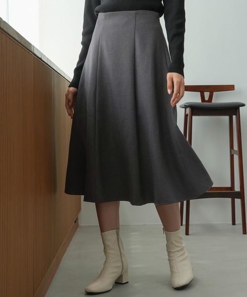 「TRUDEA」 フレアスカート MEDIUM ライトグレー レディース_画像2