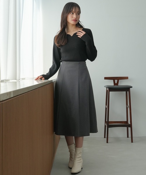 「TRUDEA」 フレアスカート MEDIUM ライトグレー レディース_画像4