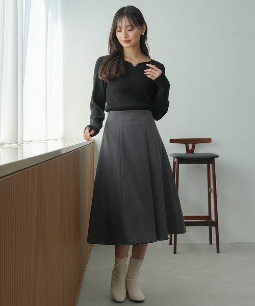 「TRUDEA」 フレアスカート MEDIUM ライトグレー レディース_画像5