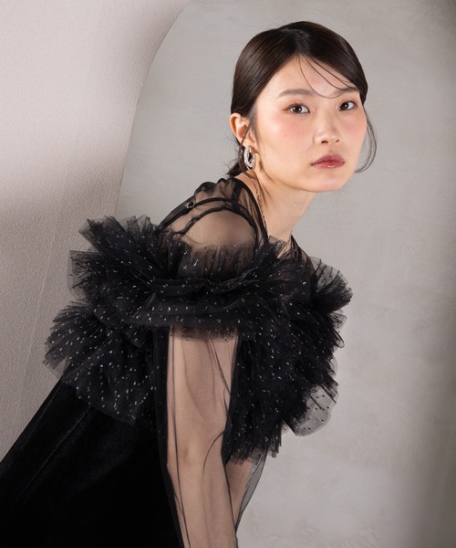 Kana ドレス ボリュームチュール ラッフル レイヤー フレアワンピース
