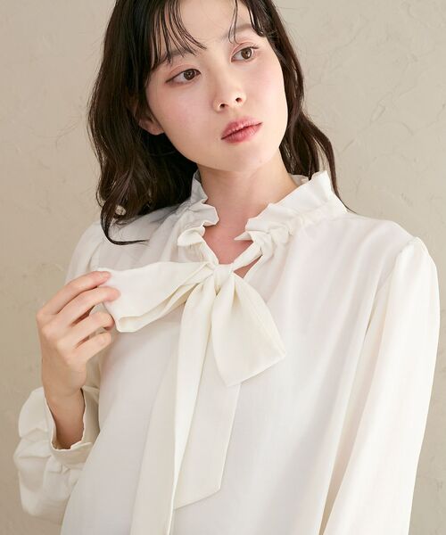 le.coeur blanc（ルクールブラン） ブラウス シャツ フィブリルサテン 
