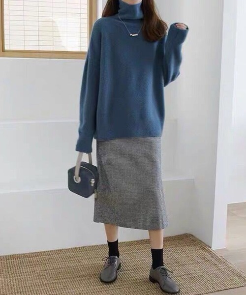 「MAISON BREEZE」 タートルネックニット FREE レッド レディース_画像2