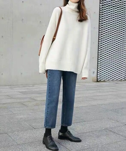 「MAISON BREEZE」 タートルネックニット FREE レッド レディース_画像3