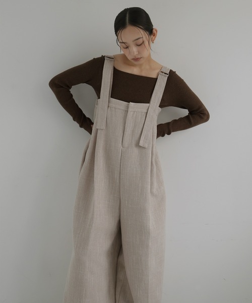サロペット・オーバーオール・オールインワン louren summer tweed jumpsuits brown hellam（ヘラム） サロペット オーバーオール 「セットアップ対応