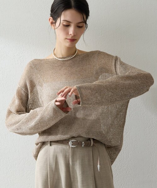 WhimGazette メッシュプルオーバー 25SS モカ ウィムガゼット Whim Gazette（ウィム ガゼット） ニット セーター ボートメッシュ