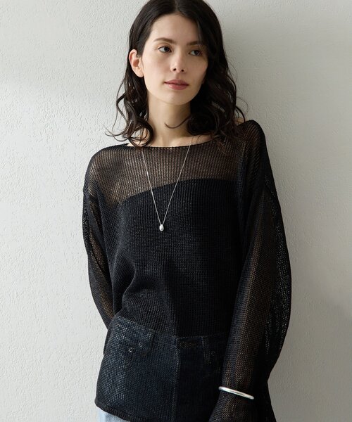 Whim Gazette ボートメッシュニットプルオーバー ボートメッシュニットプルオーバー（ニット/セーター）｜Whim Gazette