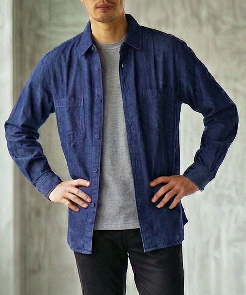 TopIsm（トップイズム） シャツ ビンテージウォッシュ 長袖デニム