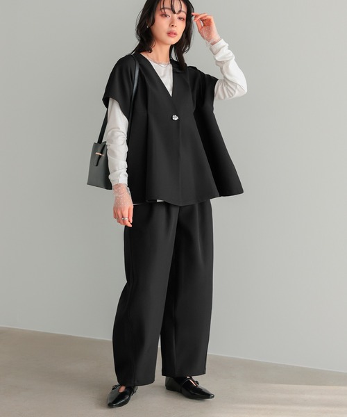 itto セットアップ ワンボタンジレ バレルレッグパンツセットアップ