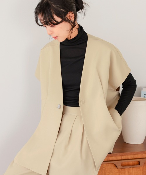 itto セットアップ ワンボタンジレ バレルレッグパンツセットアップ