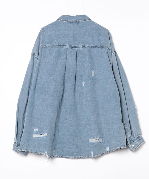 「GLIMCLAP」 刺繍長袖シャツ L ブルー メンズ_画像2