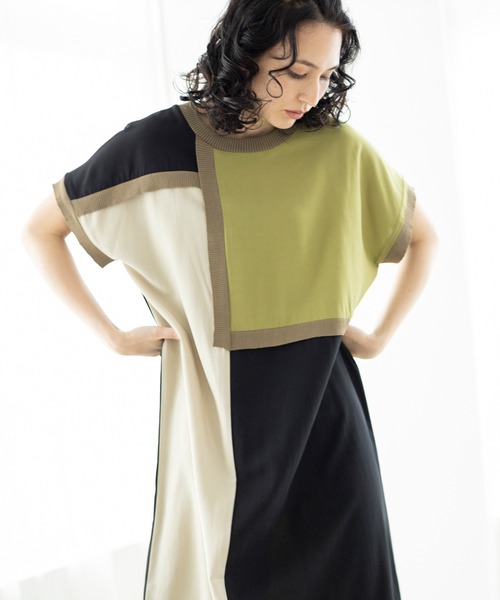 「OSMOSIS」 半袖ワンピース ONE SIZE ブラウン レディース_画像9