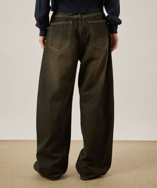 hazyl ワイドパンツ ジーンズ デニム デニムパンツ cross waist curve