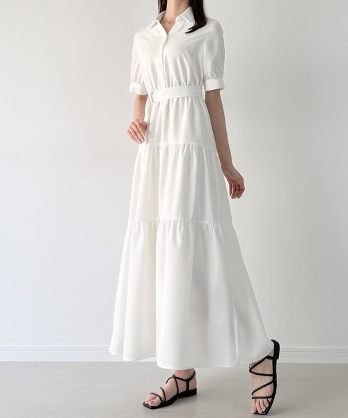「junoah」 シャツワンピース MEDIUM ホワイト レディース_画像3