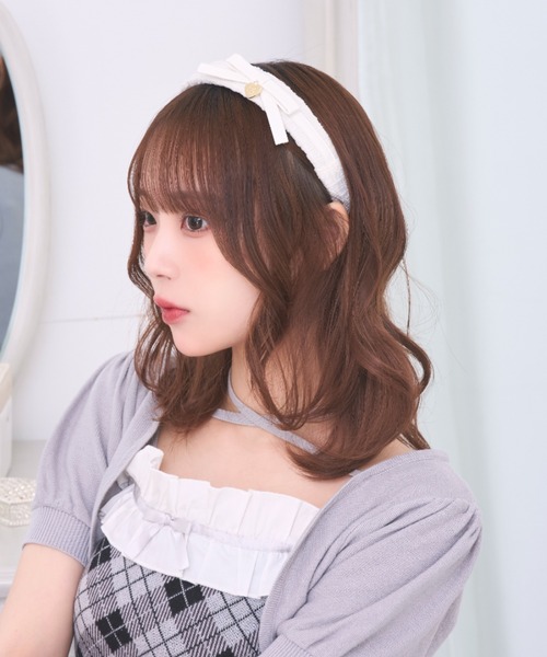 LAFARY（ラファリー） カチューシャ 合皮リボンツイードカチューシャ