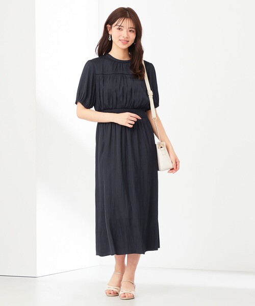 「ANY SIS」 半袖ワンピース 2 ネイビー レディース_画像4