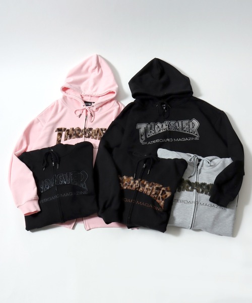 「THRASHER」 ジップアップパーカー L ブラック メンズ_画像2