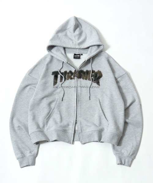 「THRASHER」 ジップアップパーカー L ブラック メンズ_画像6