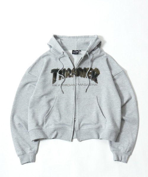 「THRASHER」 ジップアップパーカー L ブラック メンズ_画像7