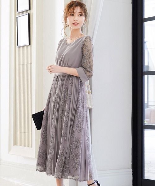 「niana」 7分袖ワンピース M グレイッシュベージュ レディース_画像3