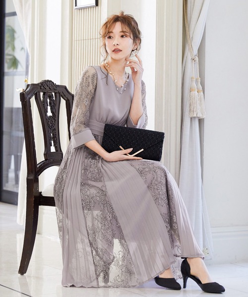 「niana」 7分袖ワンピース M グレイッシュベージュ レディース_画像4