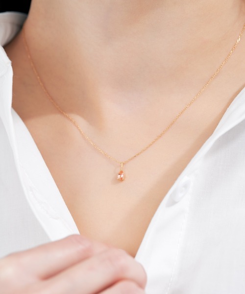 ネックレス K18 インペリアルトパーズ ペアシェイプ ペンダントトップ レディース メンズの画像