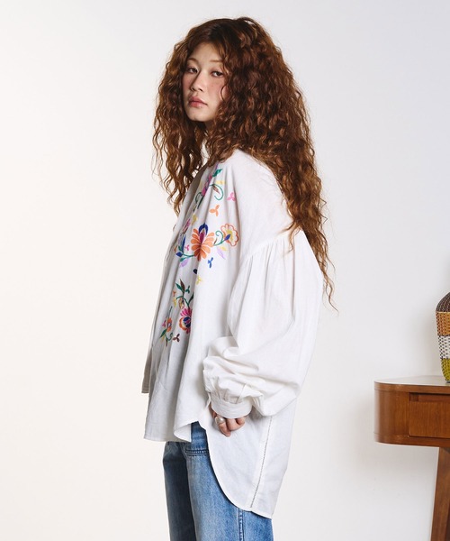 HLAADA ブラウス シャツ HLAADA for ROSEBUD/EMBROIDERY LONG SLEEVE