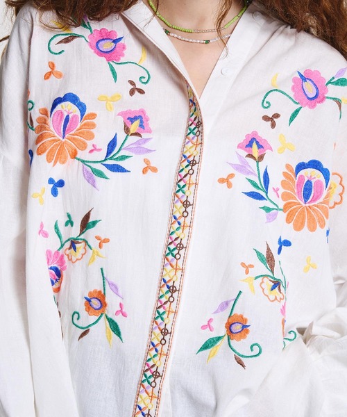 HLAADA ブラウス シャツ HLAADA for ROSEBUD/EMBROIDERY LONG SLEEVE