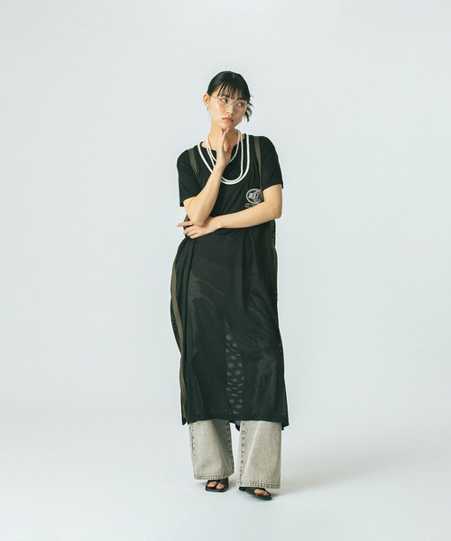 「OKIRAKU」 サロペットスカート ONE SIZE グリーン レディース_画像2