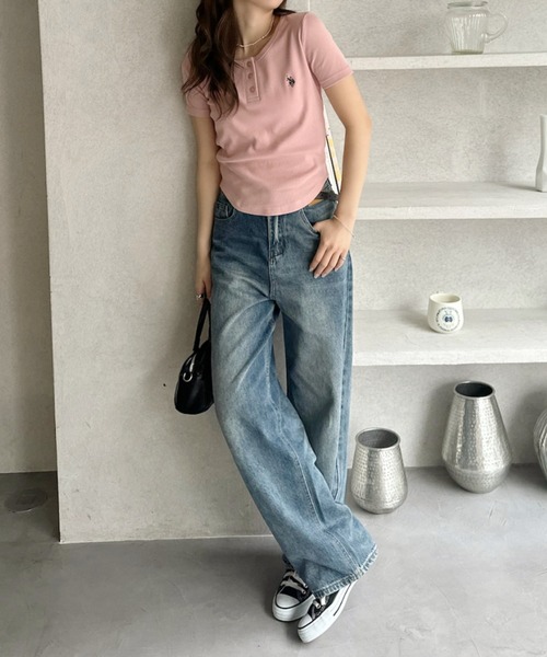 「U.S. POLO ASSN.」 半袖カットソー M ピンク レディース_画像2